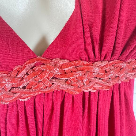 VTG Sky y2k medium women red leather belt babydoll cami whimsygoth USA romantic - Picture 7 of 8